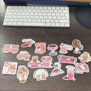 Pink Coffee Sticker Pack - Cute Iced & Espresso Designs (pack of 15)
